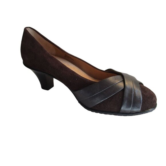 *softspots Suede Pumps Ruched Leather Upper Vamp Round Toe - Picture 1 of 8